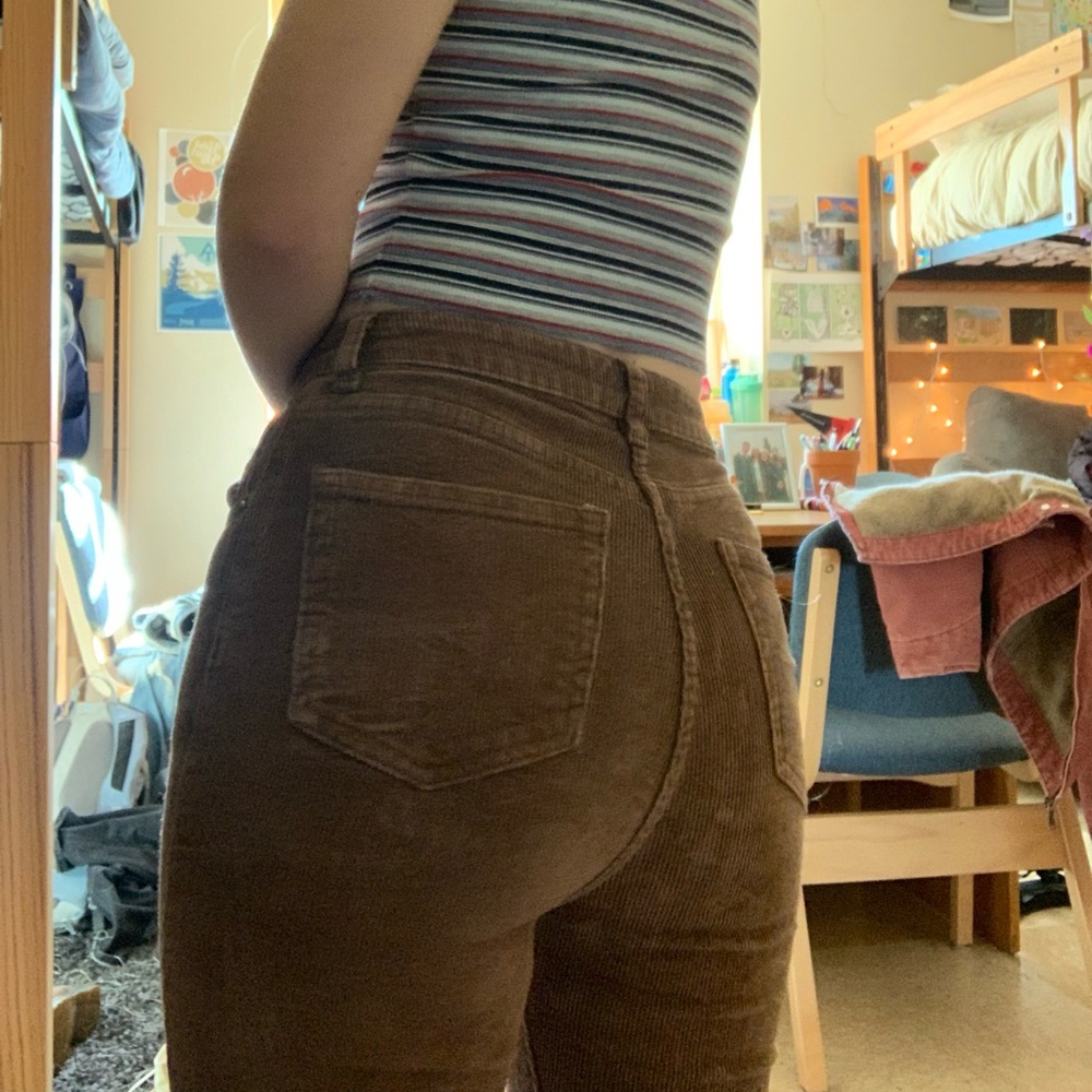 High waist flare leg corduroy pants